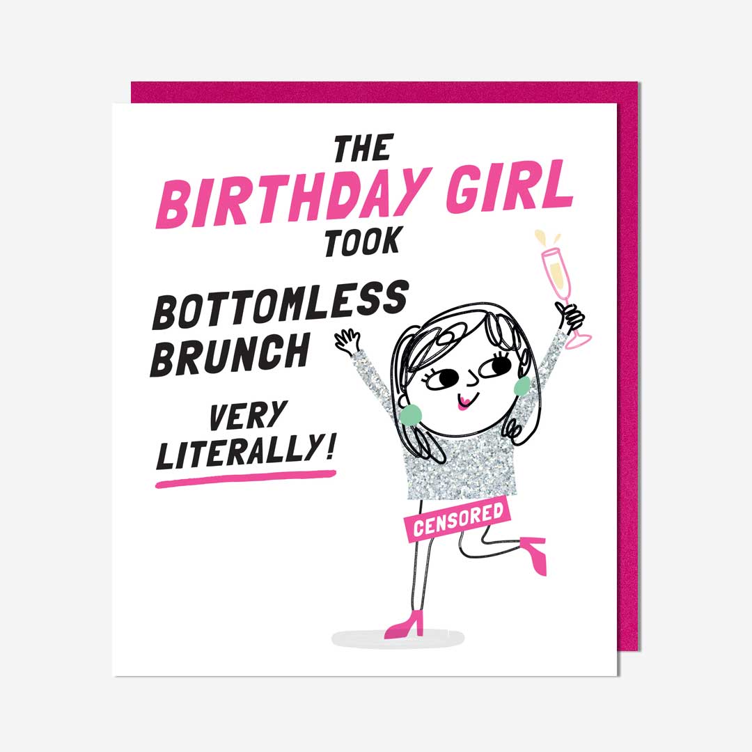 Censored Bottomless Brunch Birthday Card
