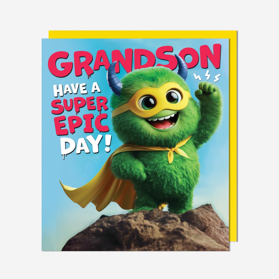 Super Monster Grandson Birthday Card