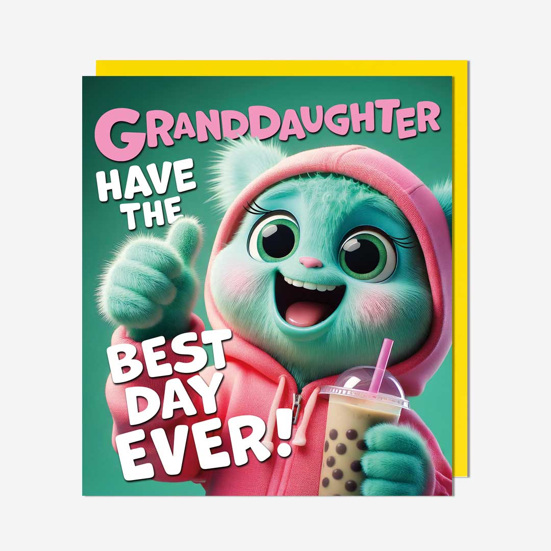 Monster Wearing Hoody Granddaughter Birthday Card