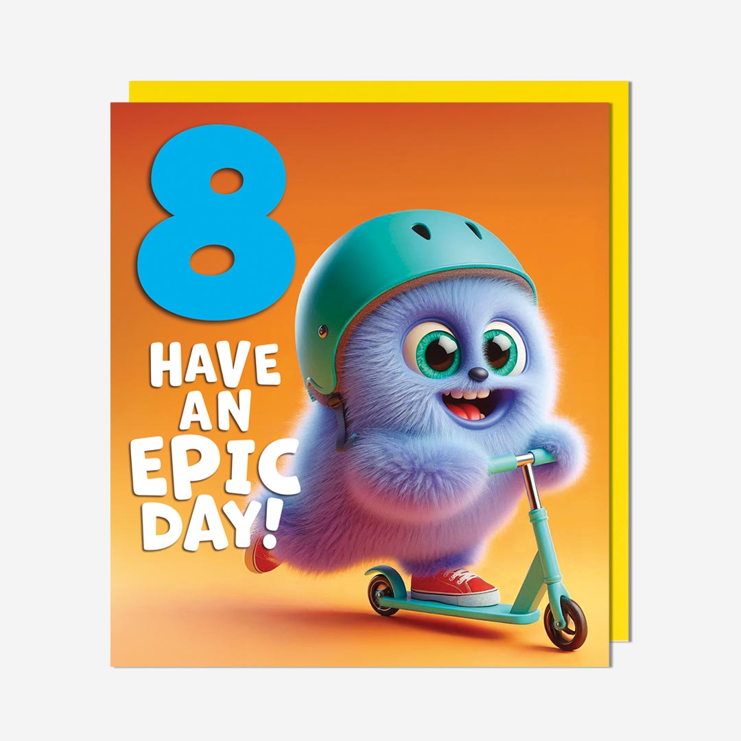 Scooter Monster 8th Birthday Card