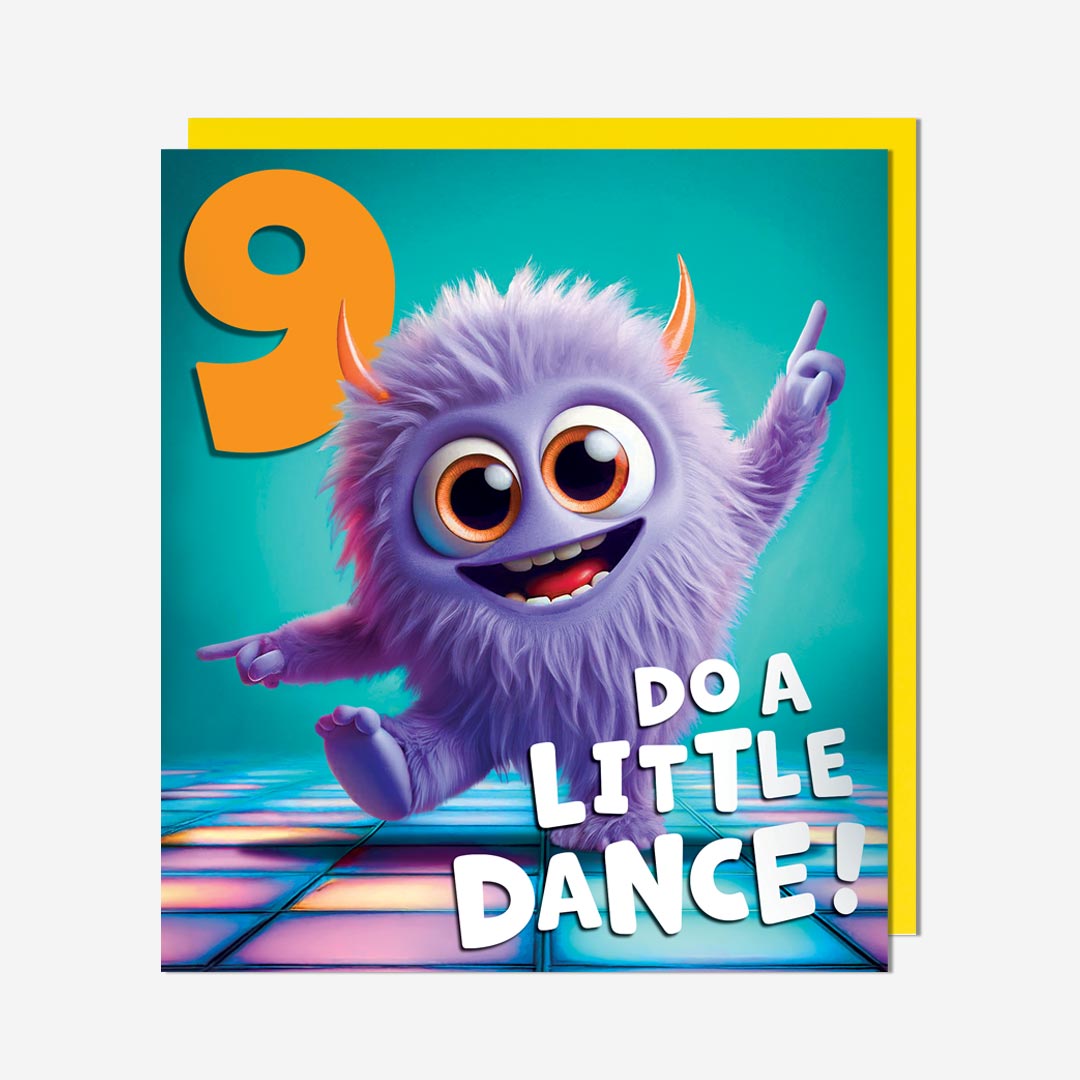 Dancing Monster 9th Birthday Card