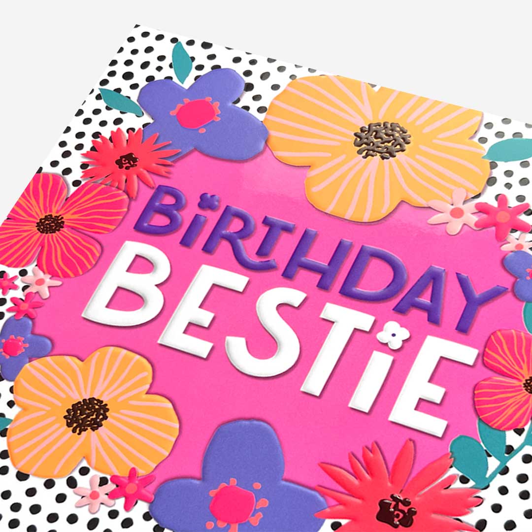 Birthday bestie spotty floral Birthday Card