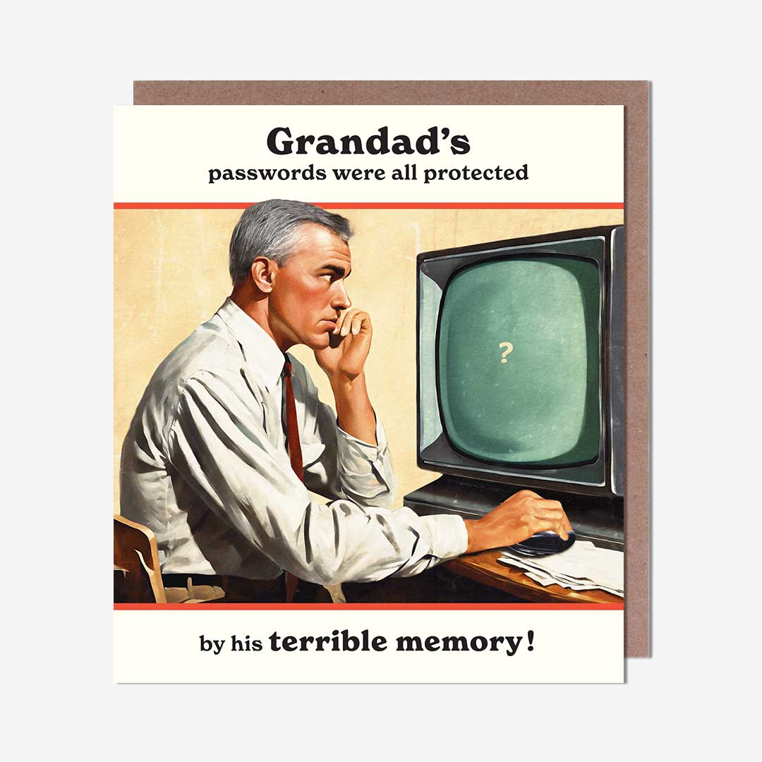 Grandad password terrible memory Grandad Birthday Card