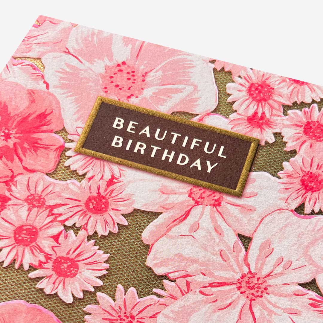 Beautiful Pink Floral Birthday Card