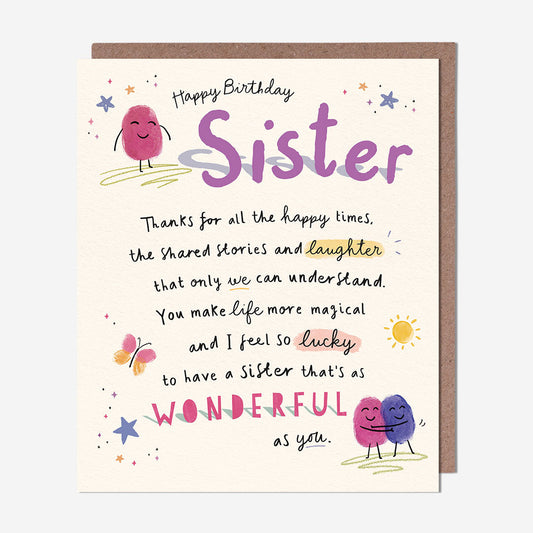 Sister That's As Wonderful As You Birthday Card