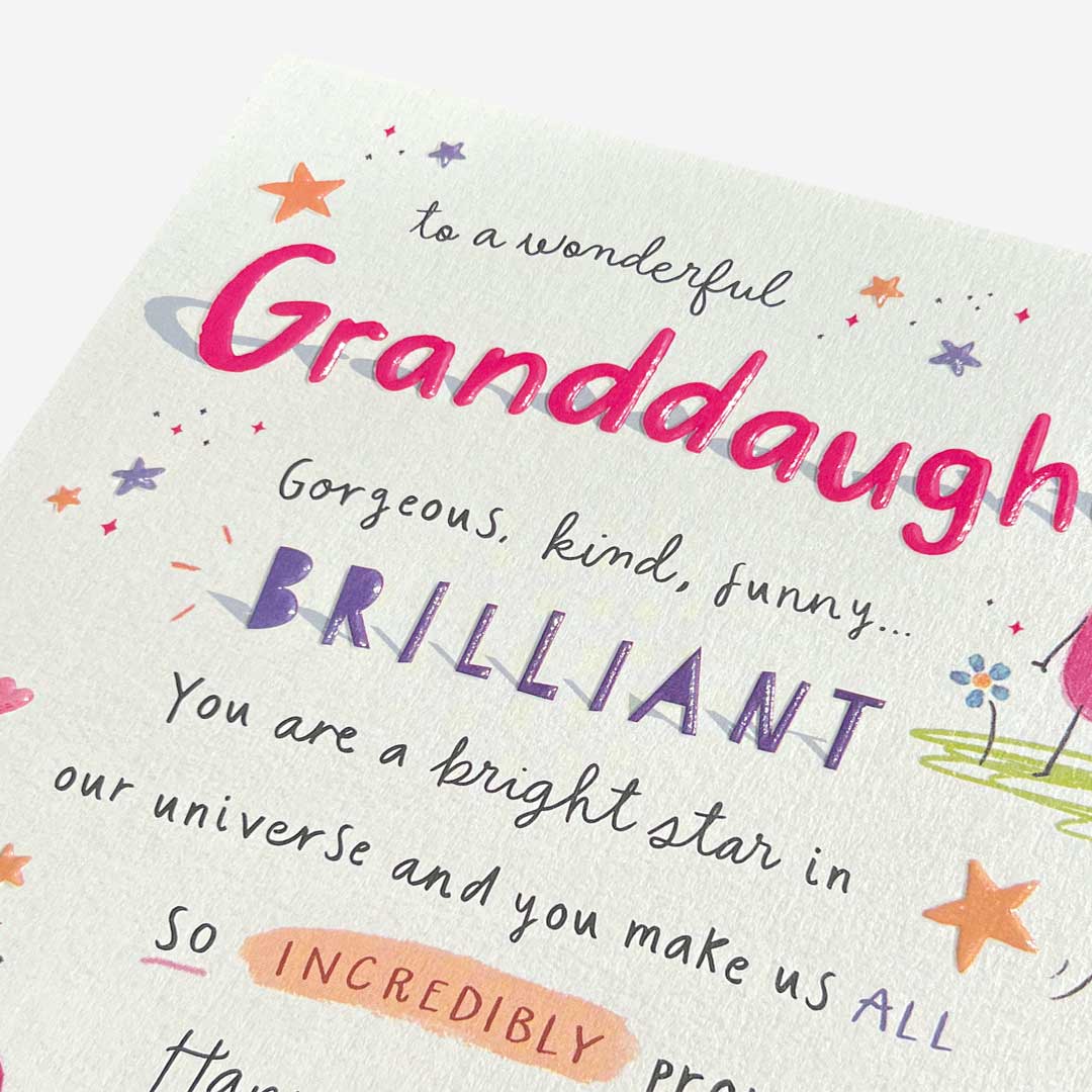 Gorgeous, Kind, Funny Granddaughter Birthday Card