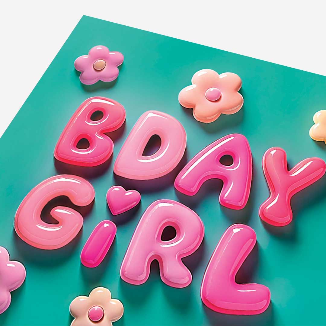 Bday Girl Flower Birthday Card