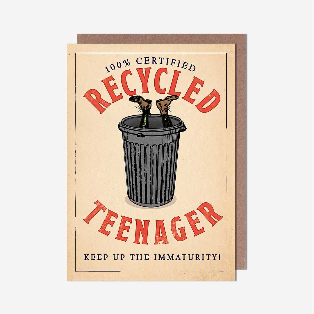 Recycled Teenager Bin Birthday Card