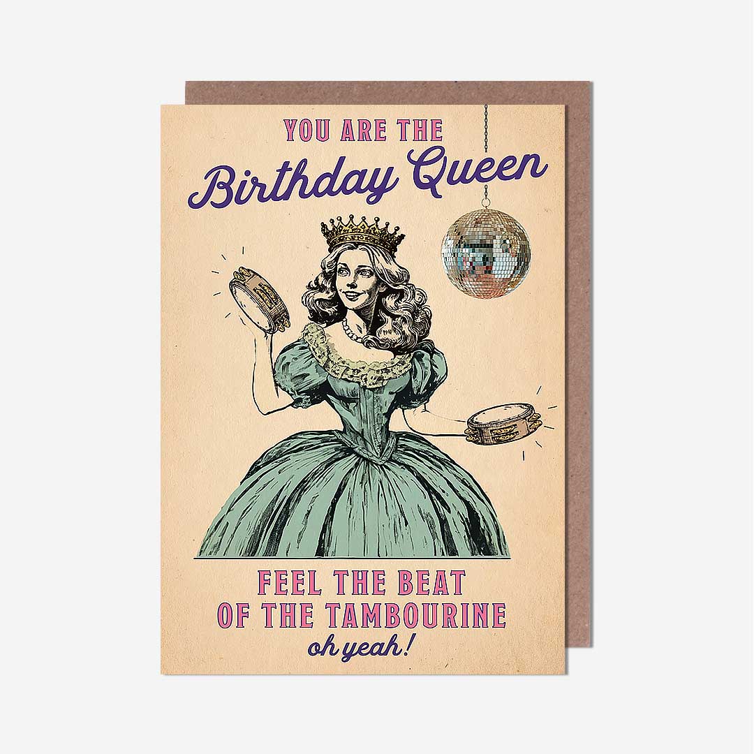 Tambourine Lady In Dress Birthday Card
