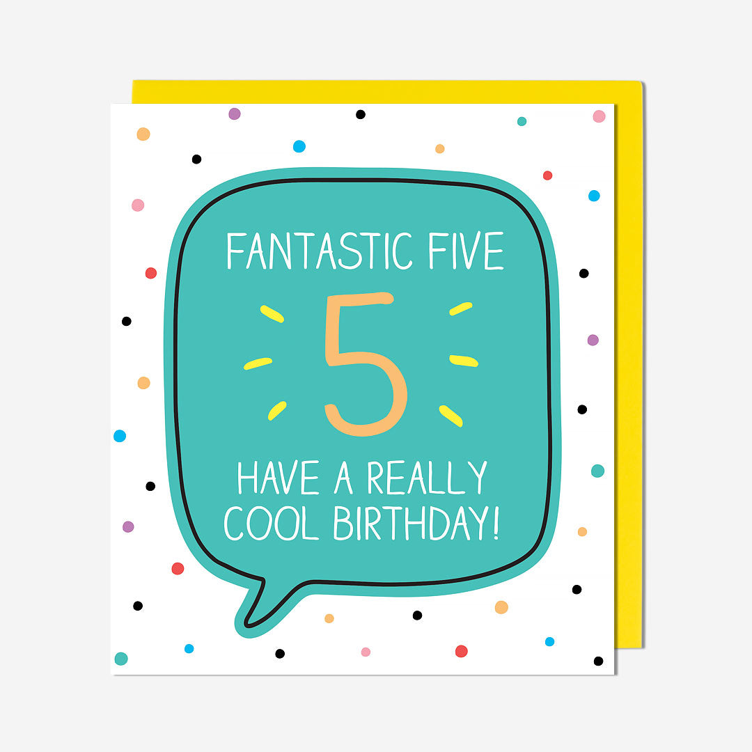 5 Fantastic Five Cool Birthday Dotty 5Th Birthday Card