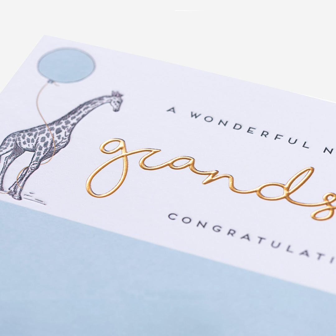 Giraffe Wonderful New Baby Grandson Card