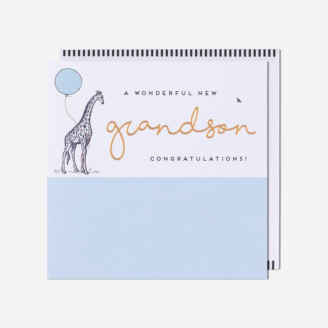 Giraffe Wonderful New Baby Grandson Card