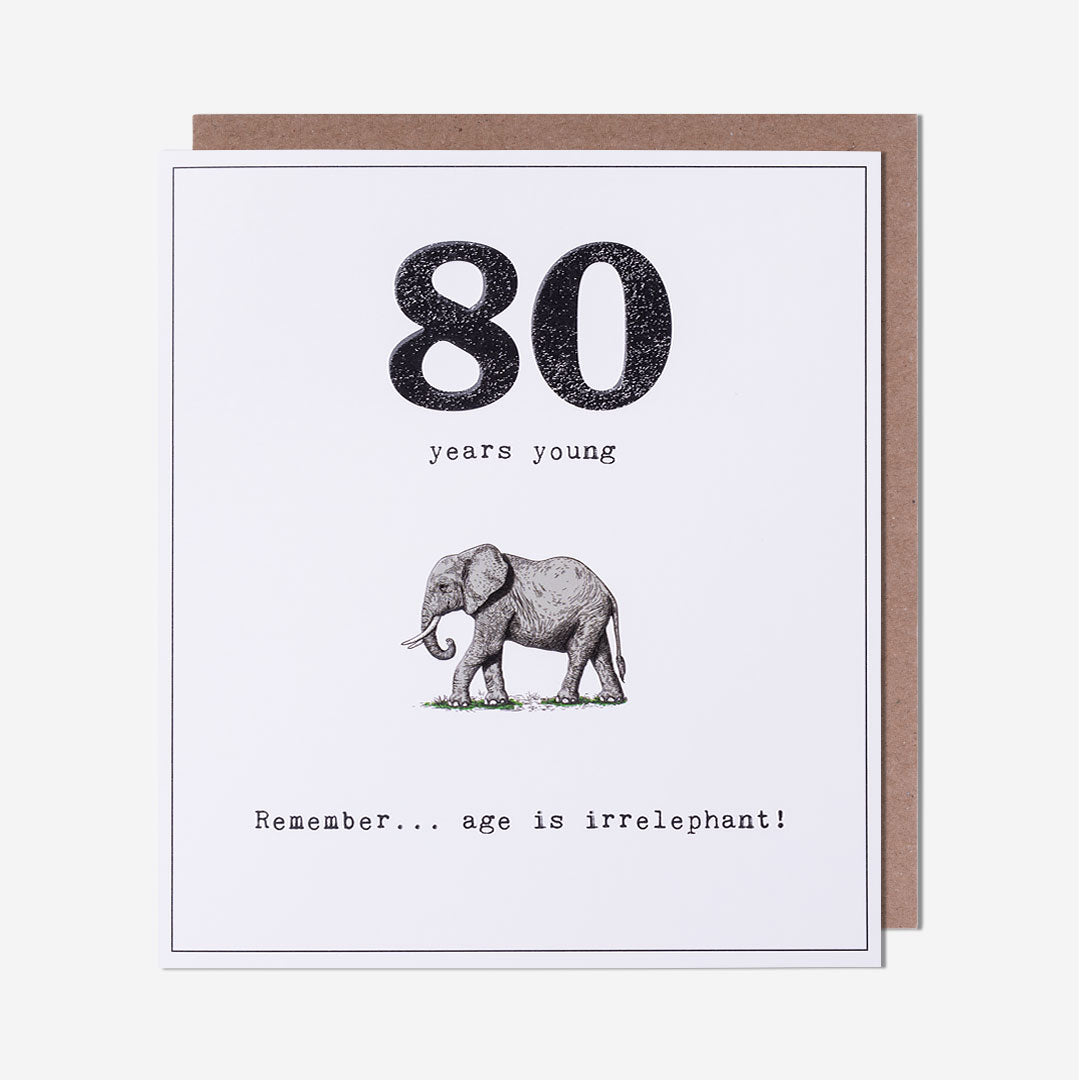 80 Age Is Irrelephant 80th Birthday Card