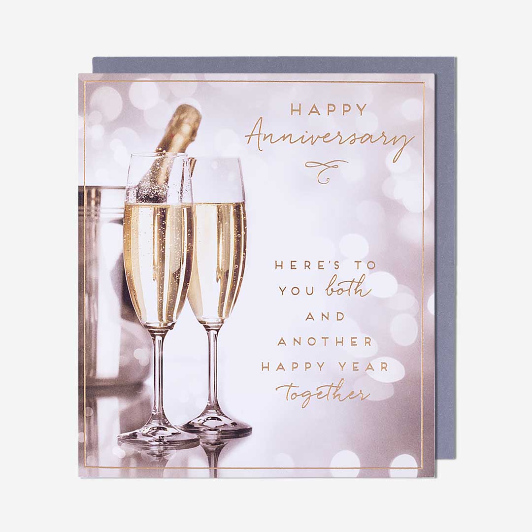 Champagne Here's To You Both Anniversary Card