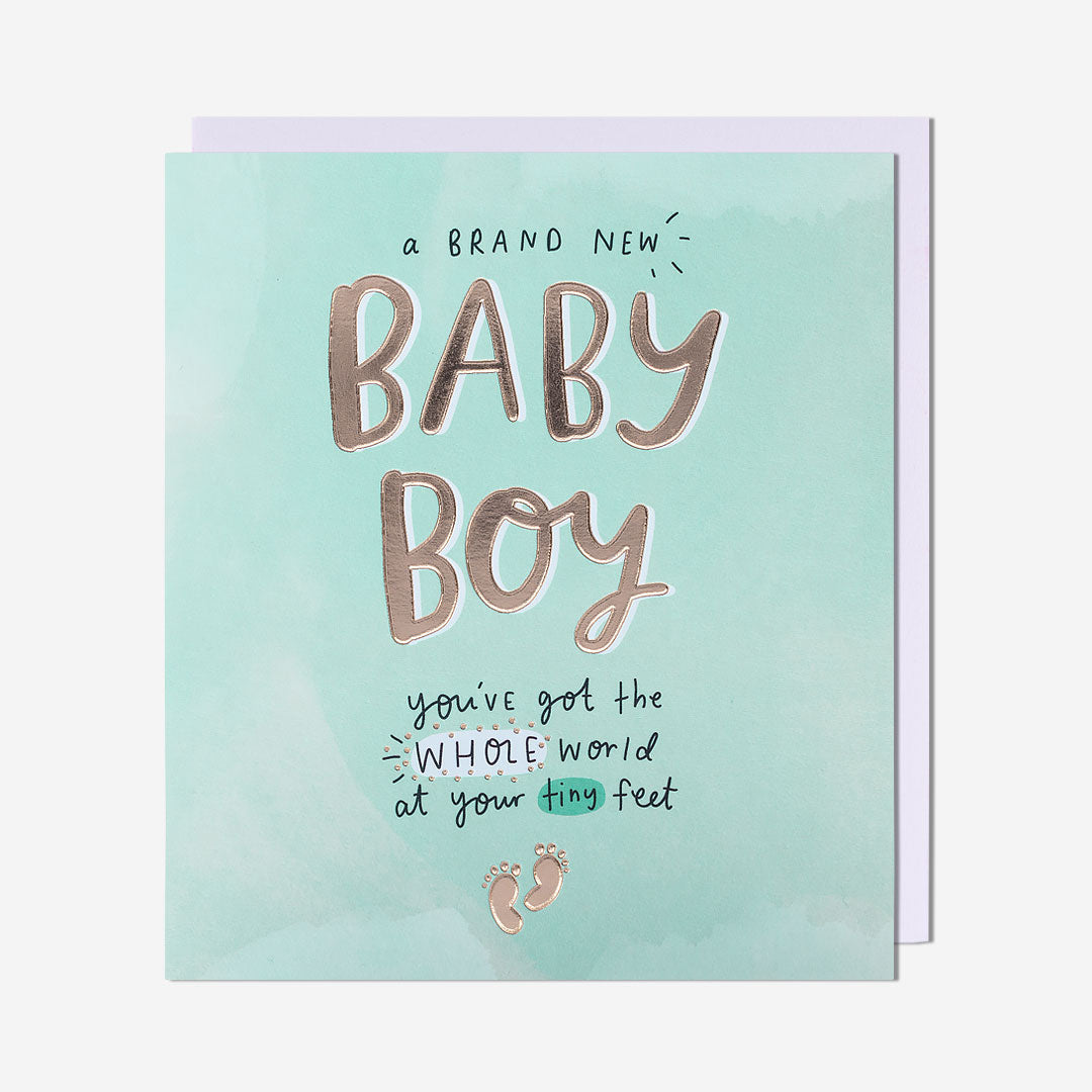 Whole World At Your Feet New Baby Boy Card