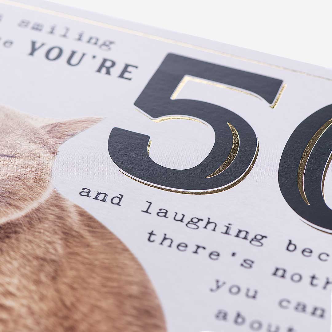 50 Cat Smiling Nothing About It 50th Birthday Card