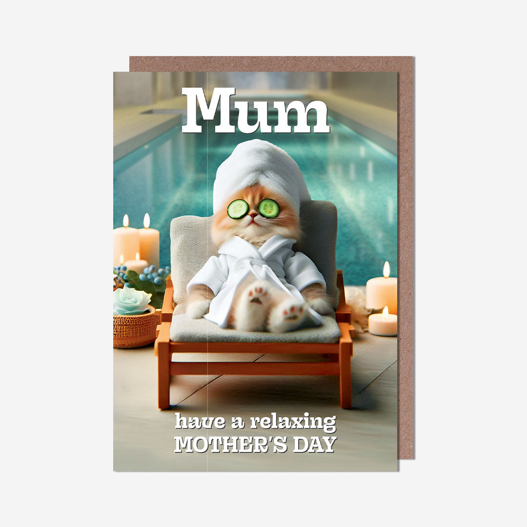 Cat Relaxing Day In Spa Mum Card