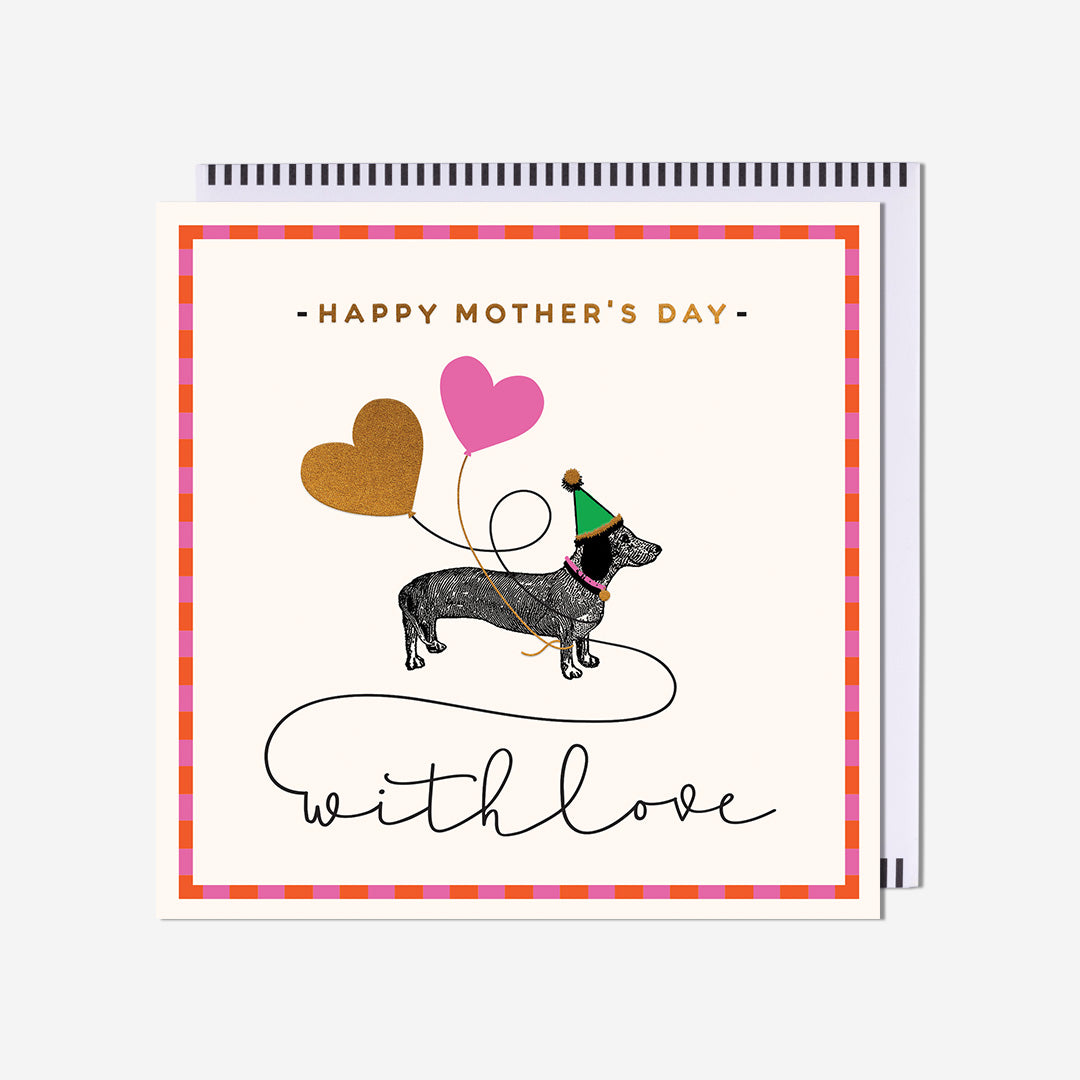 Sausage Dog Heart Balloons General Card