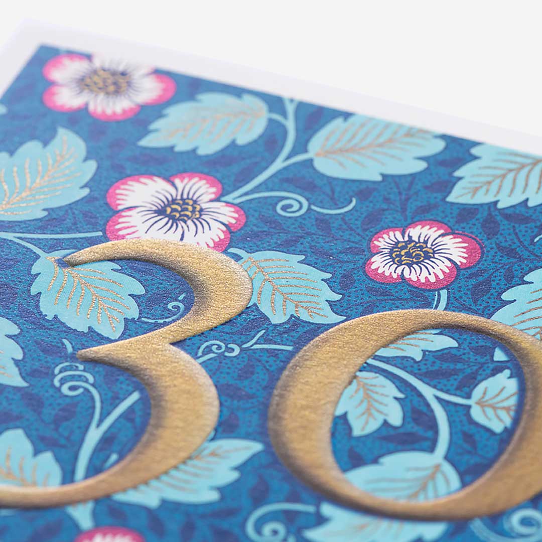 30 Floral And Leaf Pattern 30th Birthday Card