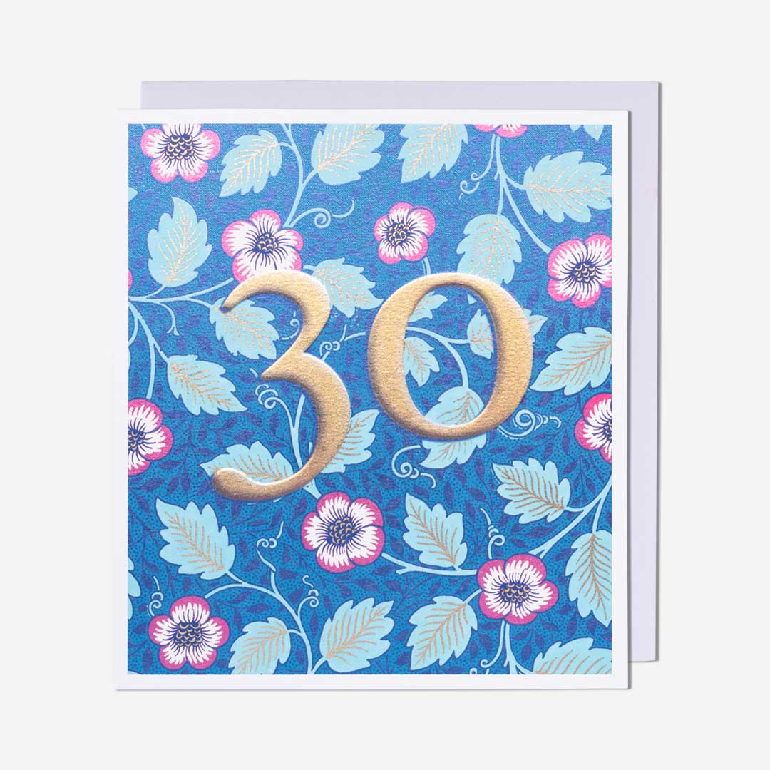 30 Floral And Leaf Pattern 30th Birthday Card