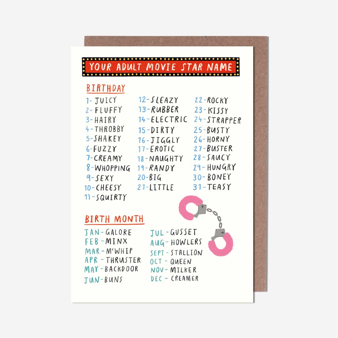 Adult Movie Star Name Birthday Card