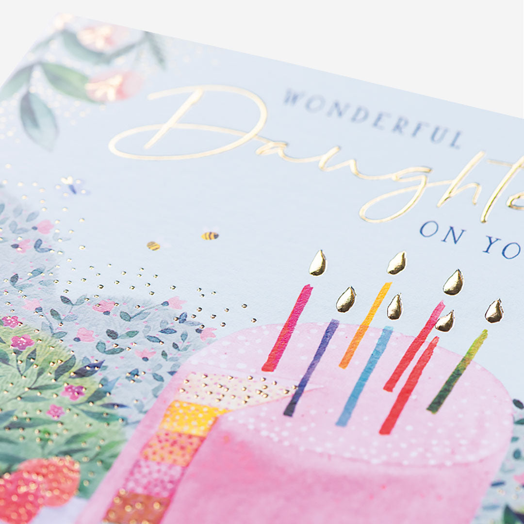 Wonderful Daughter Cake Birthday Card