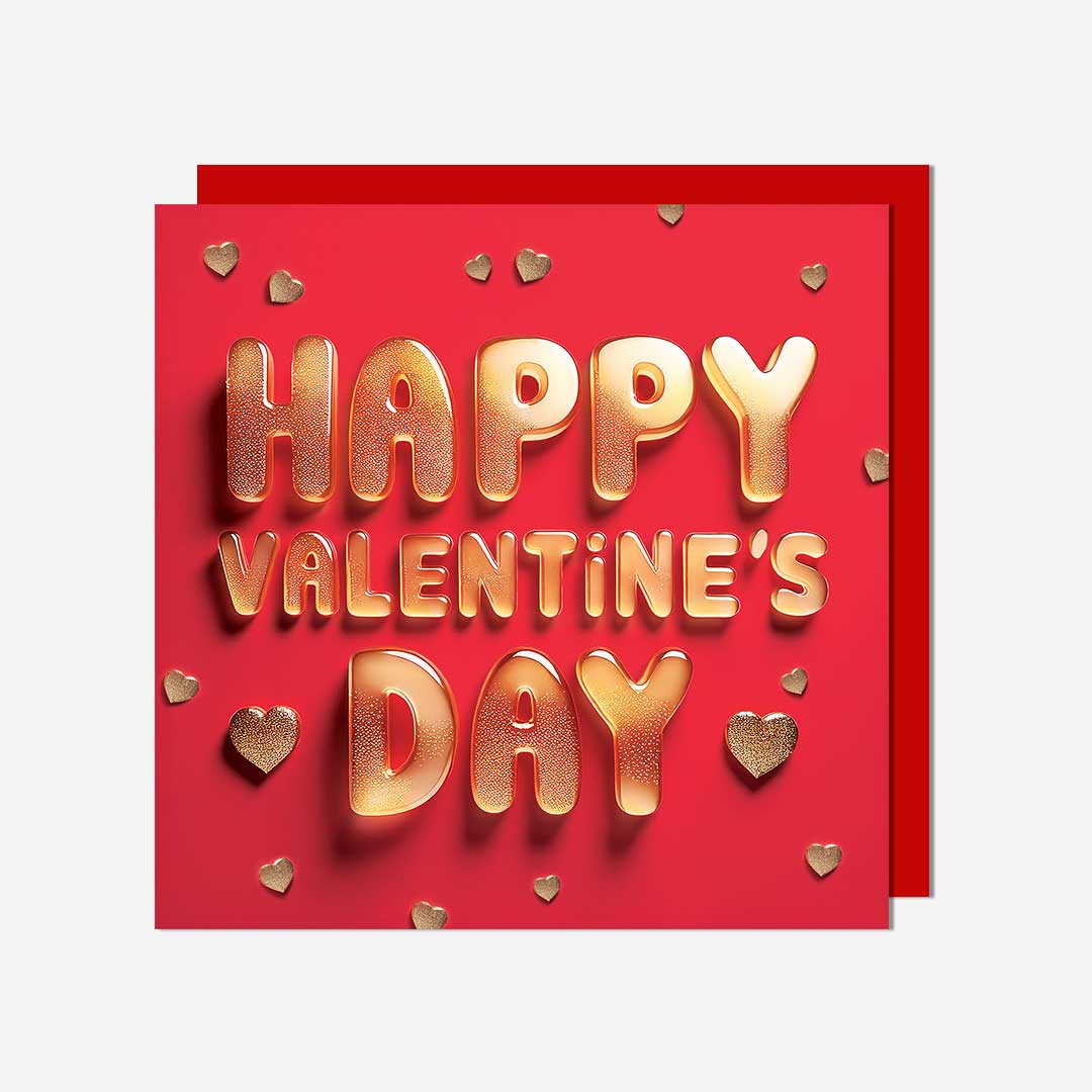 Red Happy Valentines Day Card