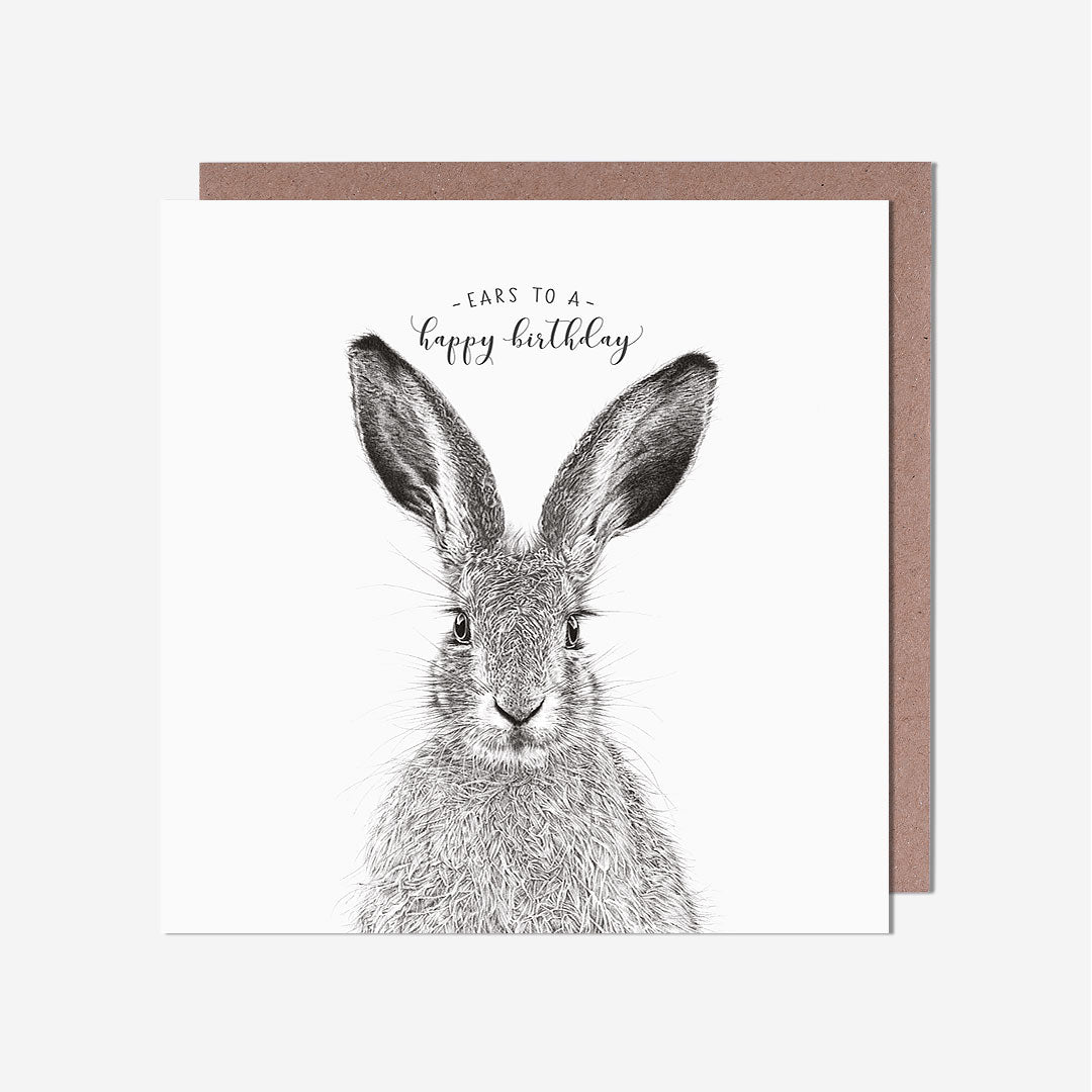 Ears To A Happy Birthday Pencil Drawing Card