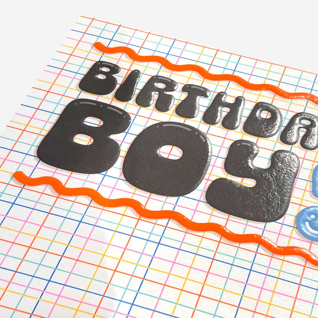 Rainbow check birthday boy Birthday Card