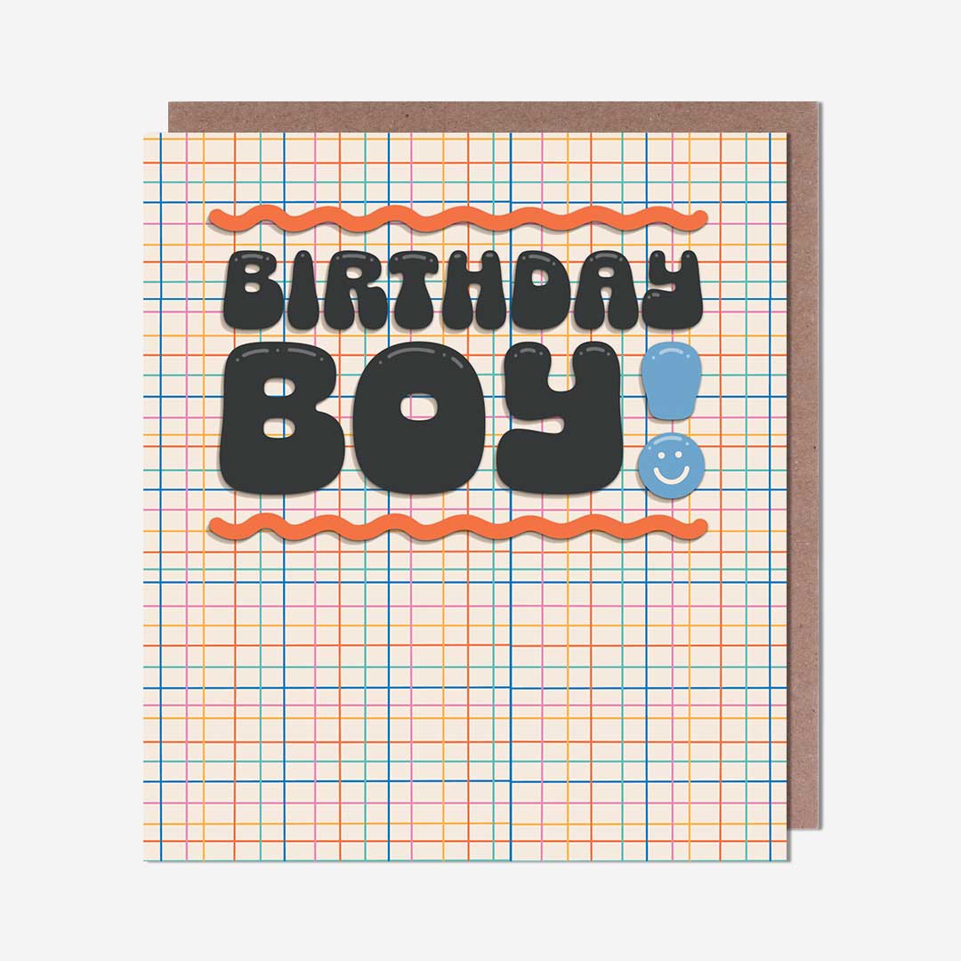 Rainbow check birthday boy Birthday Card