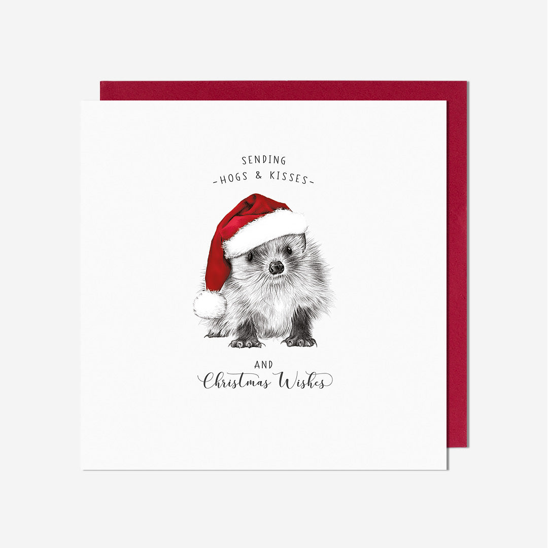 Hogs And Kisses Christmas Card