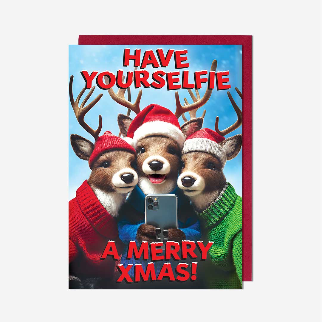 Selfie Reindeers Christmas Card
