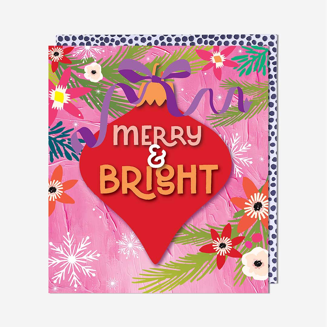 Merry & Bright Bauble Christmas Card