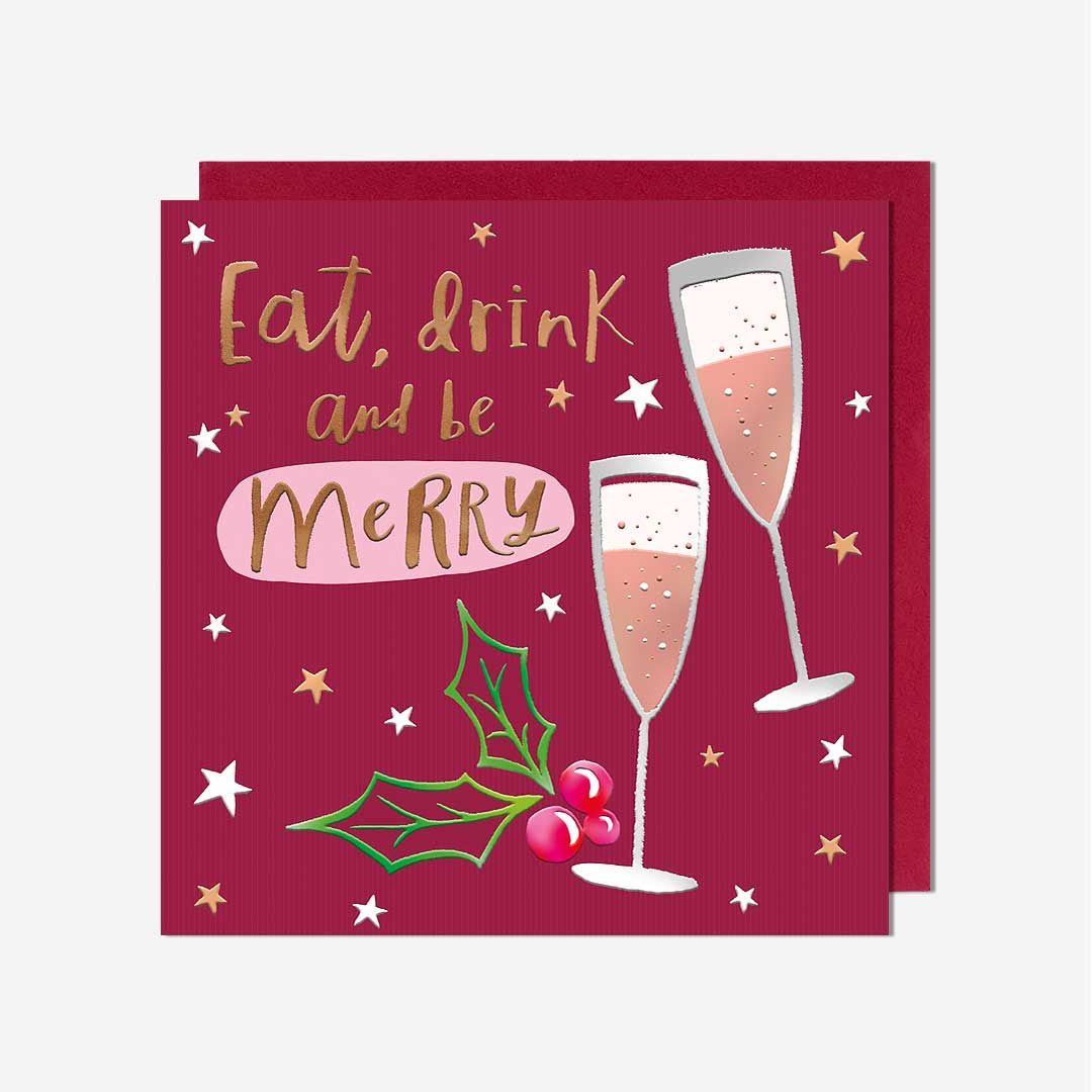 Merry Prosecco Glasses Christmas Card