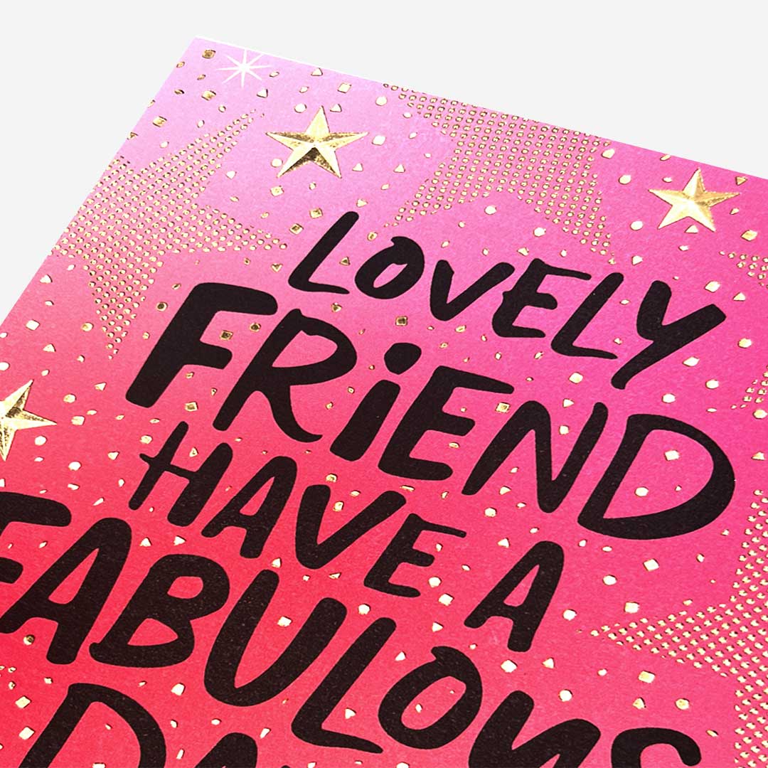 Lovely friend pink stars Birthday Card