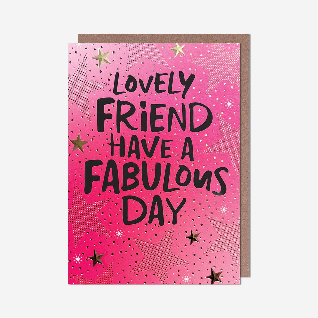 Lovely friend pink stars Birthday Card