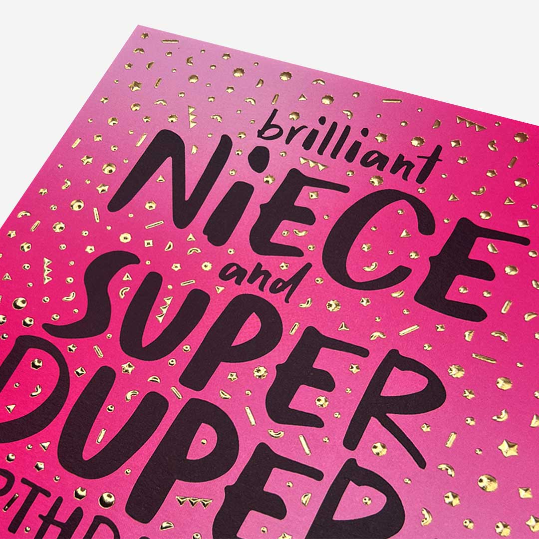Pink super duper Niece Niece Birthday Card
