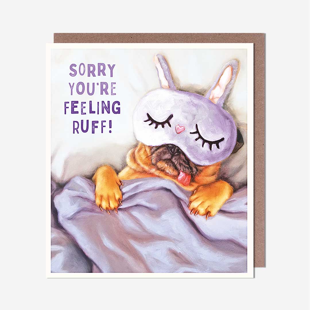 Dog In Bed Feeling Ruff Get Well Soon Card