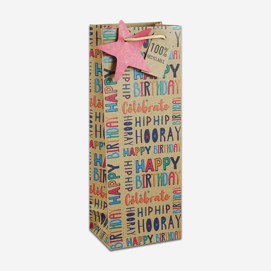 Hip Hip Hooray Kraft Bottle Bag