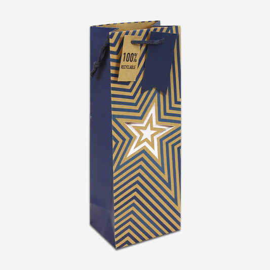 Kraft Blue Stars Bottle Bag