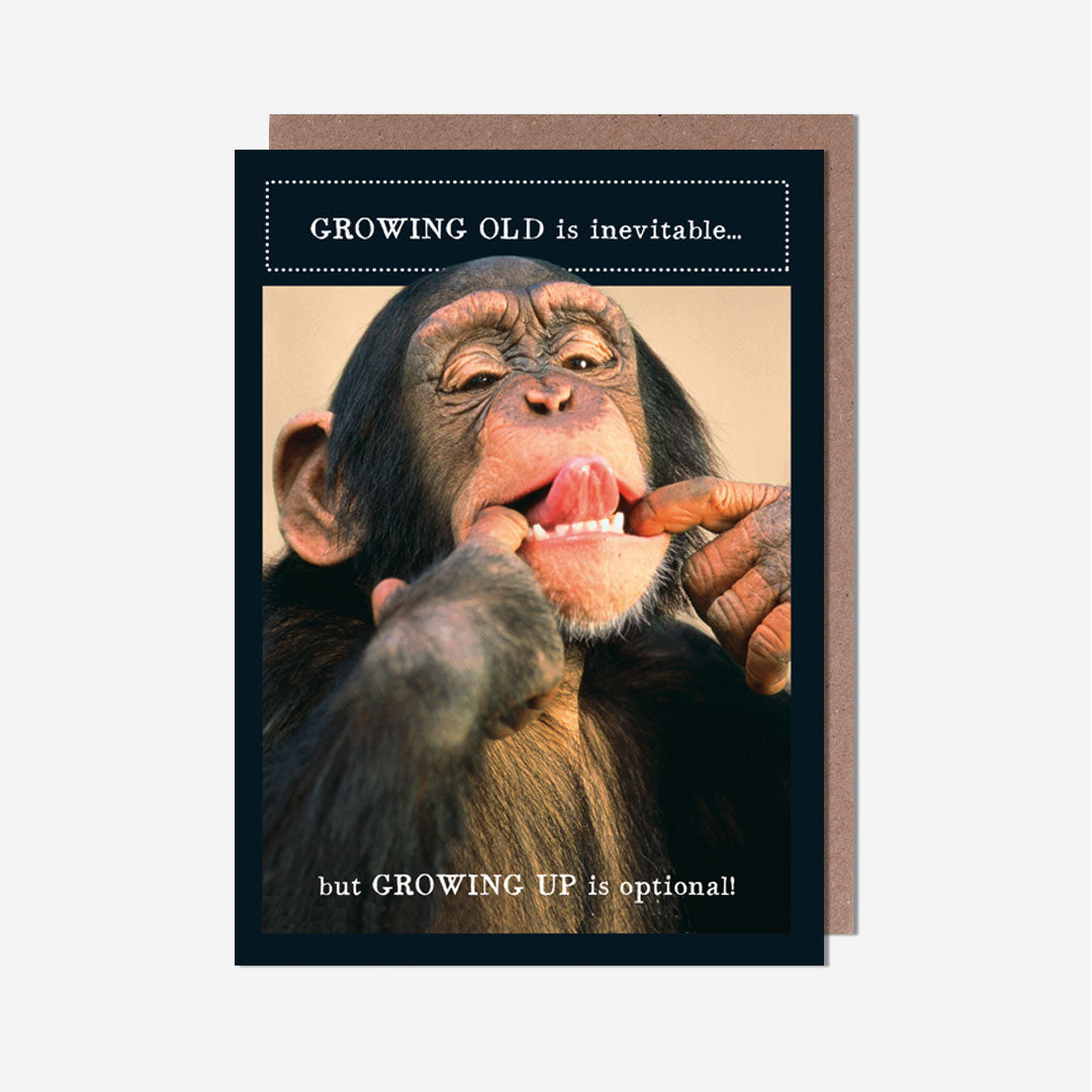 Monkey Growing Old Inevitable Birthday Card