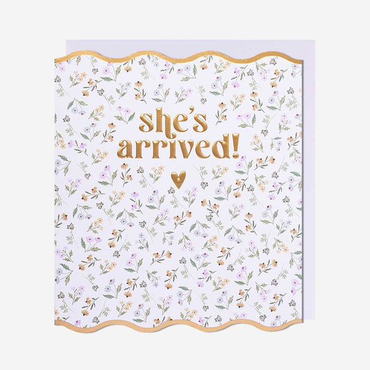 She's Arrived Floral New Baby Girl Card