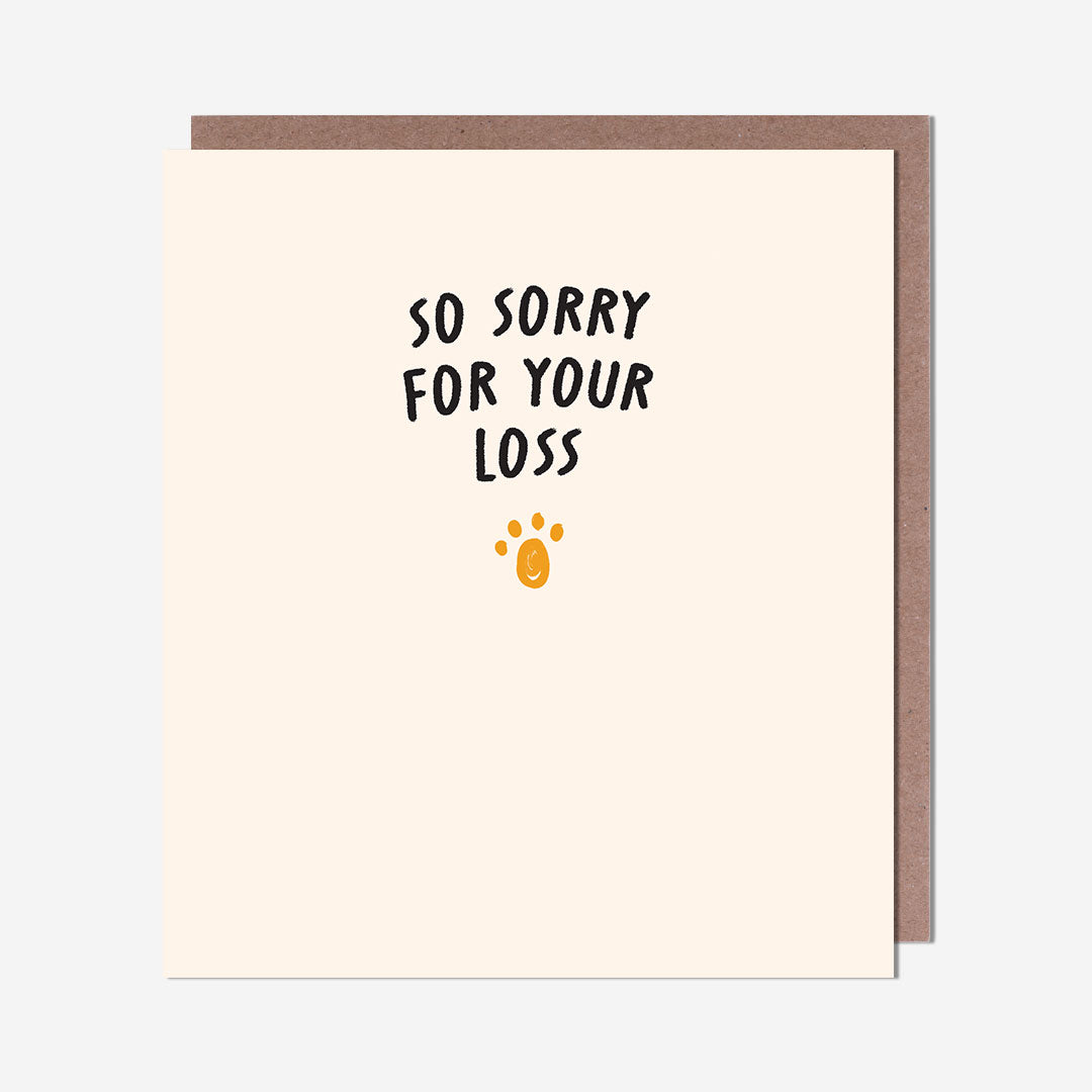 Sorry For Your Loss Paw Print Pet Sympathy Card