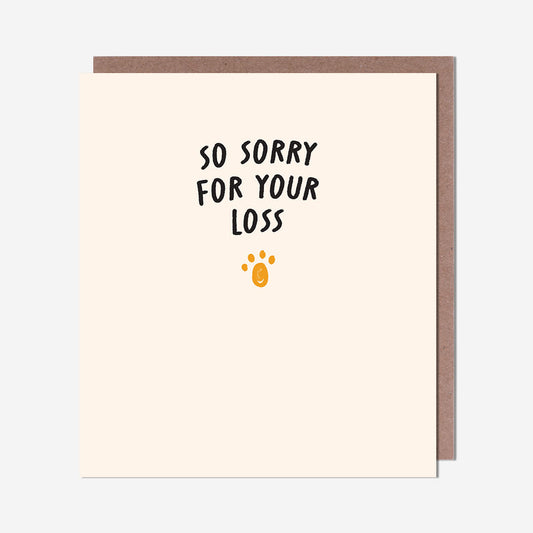 Sorry For Your Loss Paw Print Pet Sympathy Card