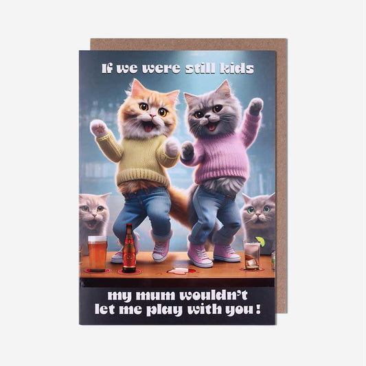 Cats Dancing On Table Birthday Card