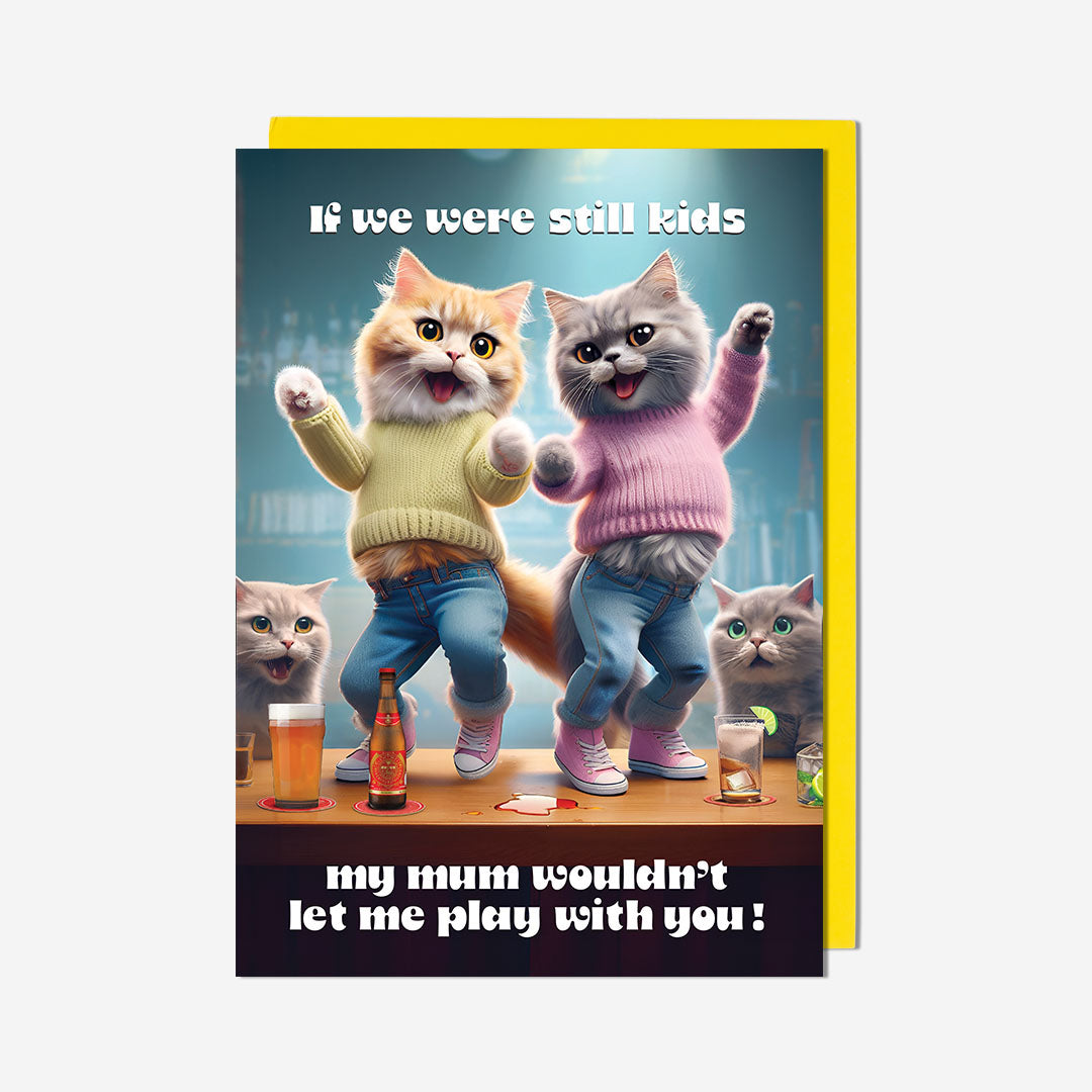 Cats Dancing On Table Birthday Card