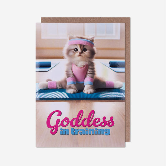 Goddess Yoga Cat Birthday Card