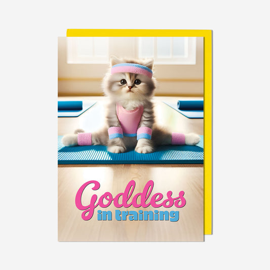 Goddess Yoga Cat Birthday Card