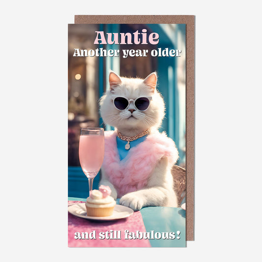 Auntie another year cat Auntie Birthday Card