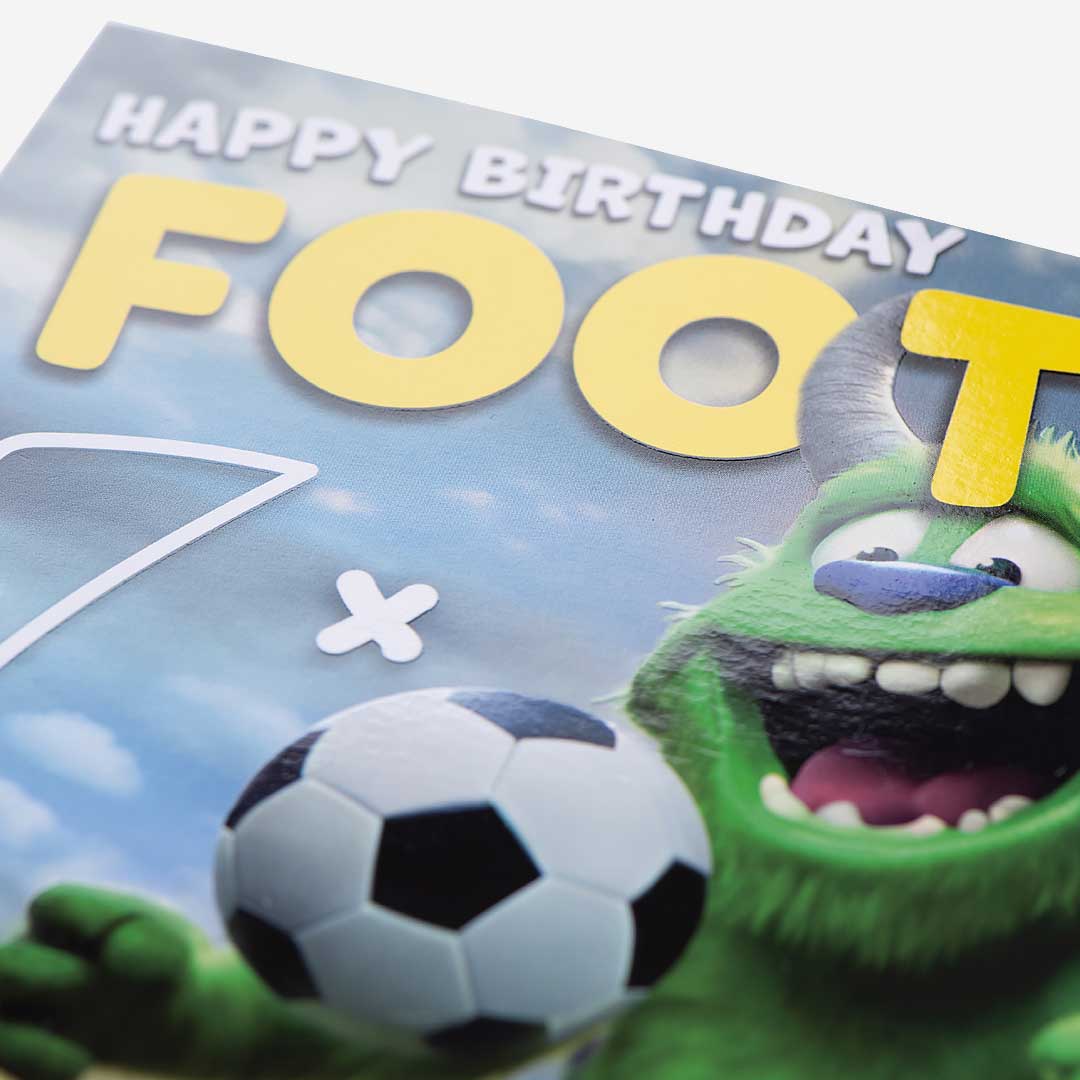 Green Footie Monster Birthday Card